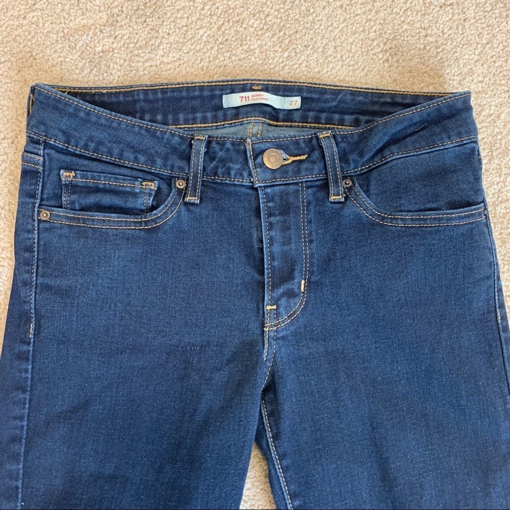 Levi’s 711 skinny jeans midrise dark Wash Sz 27 - Picture 6 of 13